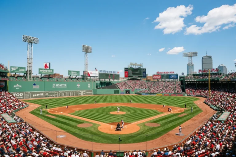 Unique baseball stadium architecture showing distinctive outfield dimensions