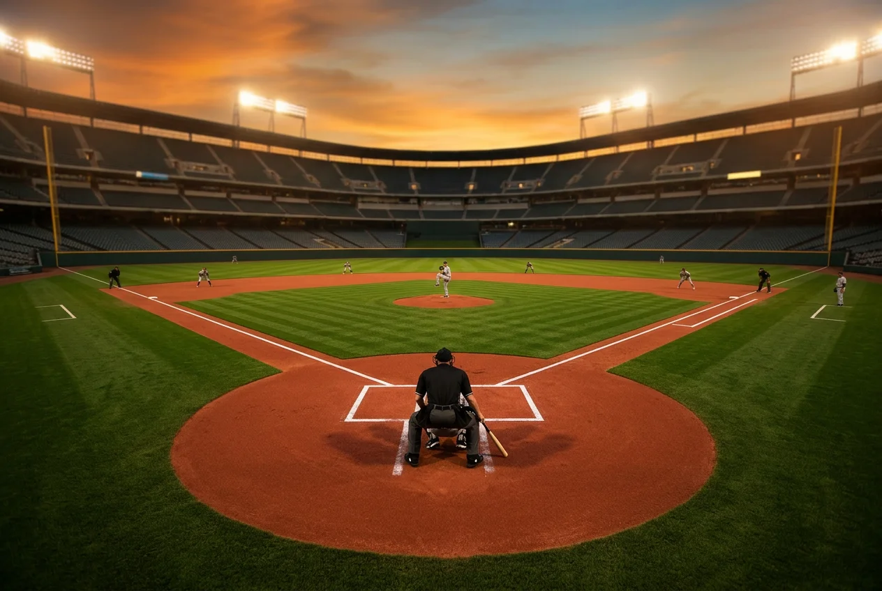 MLB baseball field during game with betting analysis overlay