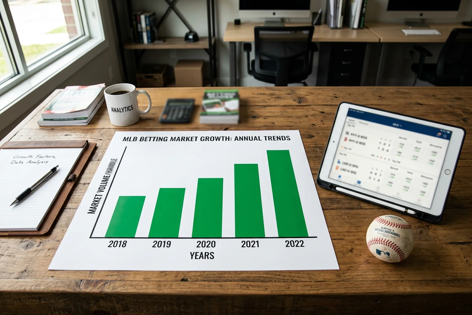 Sports betting revenue growth chart showing MLB market expansion
