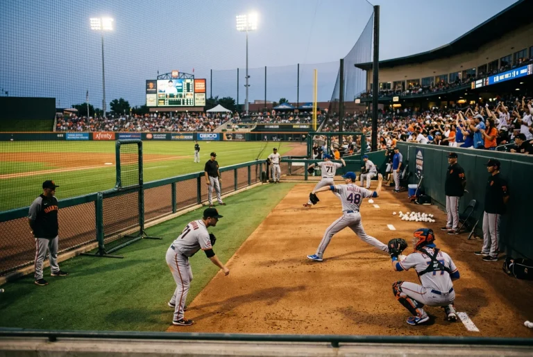 Baseball bullpen area with relief pitchers warming up during game